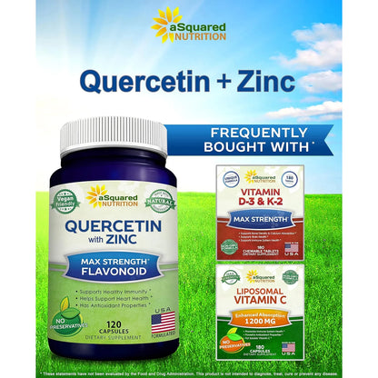 Quercetina 1000 Mg Con Zinc Y Saúco Negro 120 Cápsulas aSquared Nutrition Antioxidante E Inmunológico