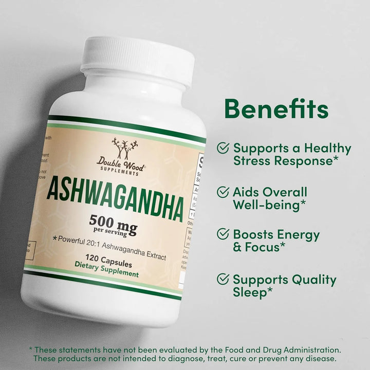 Cápsulas De Ashwagandha 500mg Double Wood Adaptógeno Antiestrés - Imagen 3
