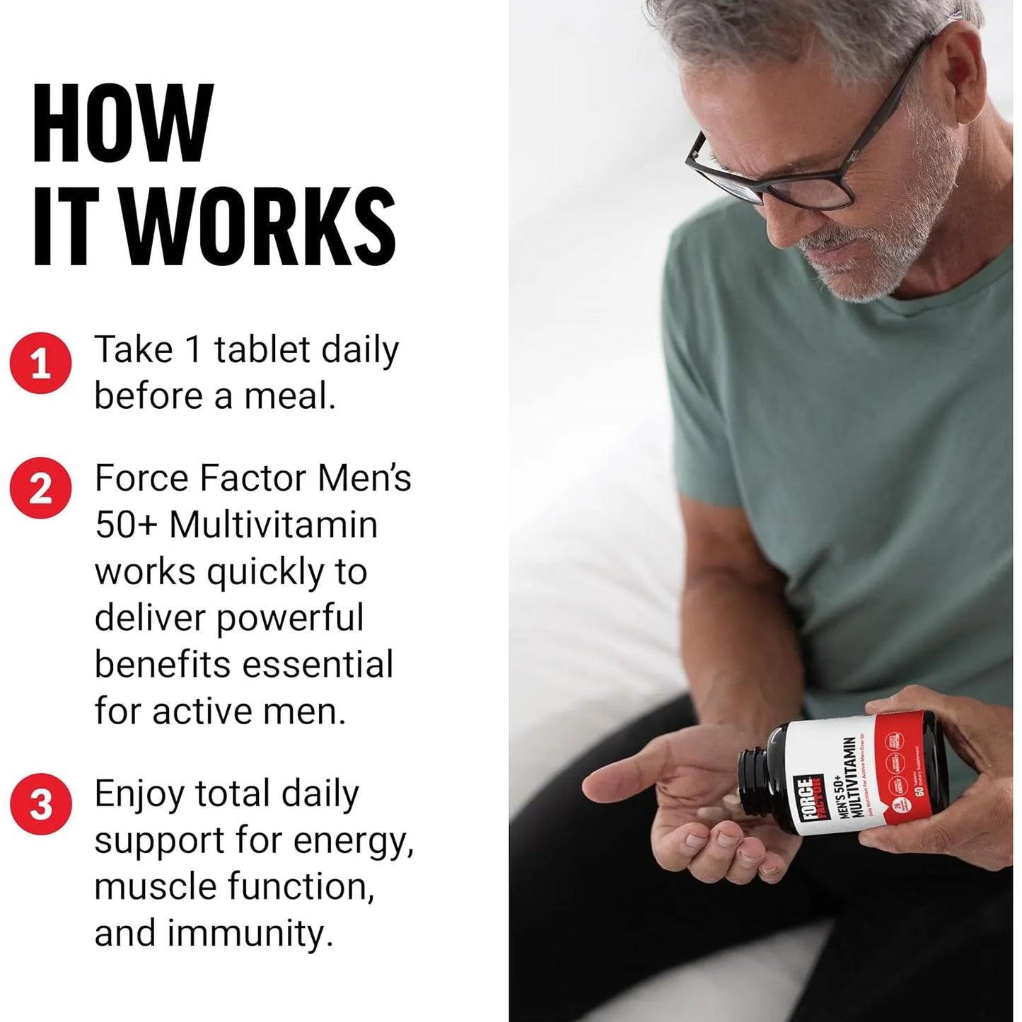 Force Factor Multivitaminico 50 Plus Hombre 26 Vitaminas Minerales Energia E Inmunidad
