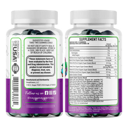 Gomitas Vegetarianas Diarias Para Niños EasyPeasyGreens Con 10 Extractos Vegetales