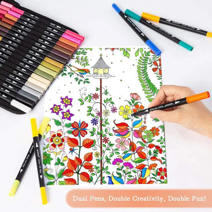 Nicecho Art Markers Dual Brush Pen 60 Colores Marcadores Profesionales Punta Fina Y Pincel