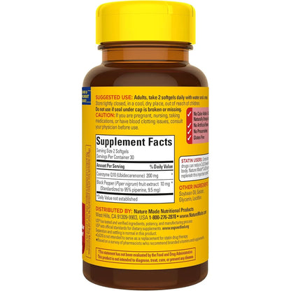Capsulas De Coq10 200 Mg Con Extracto De Pimienta Negra Para Mayor Absorcion Y Salud Cardiaca