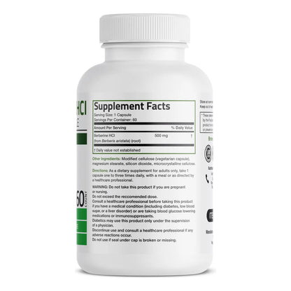 Berberina HCI 500mg Berberis Aristata 60 Cápsulas Vegetales