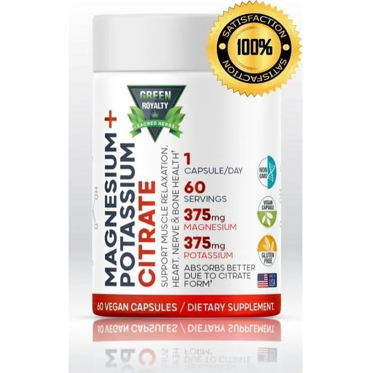 Citrato De Magnesio Y Potasio 60 Cápsulas Veganas Premium Alta Absorción