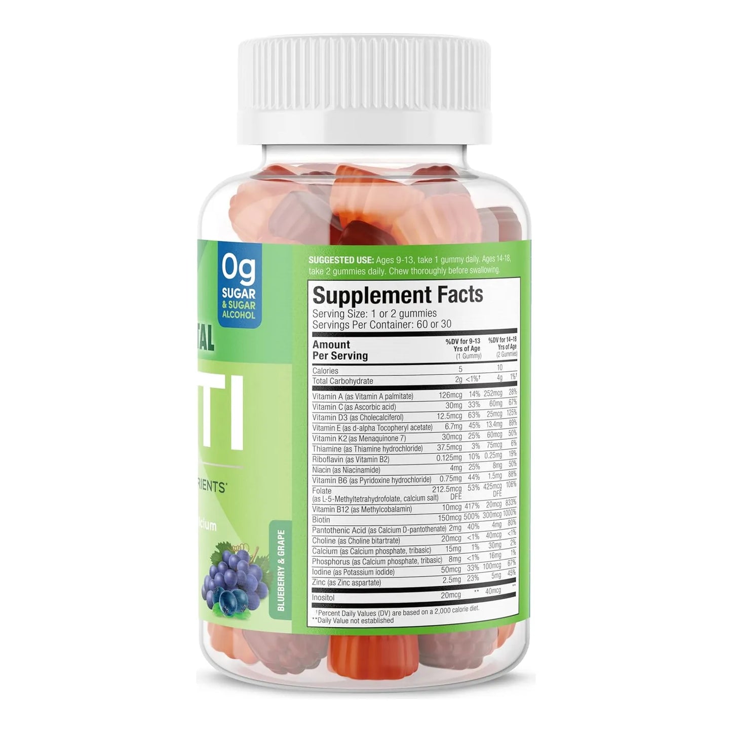 Gomitas Multivitamínicas SUKU Para Adolescentes 19 Nutrientes Sabor Uva 60 Unidades