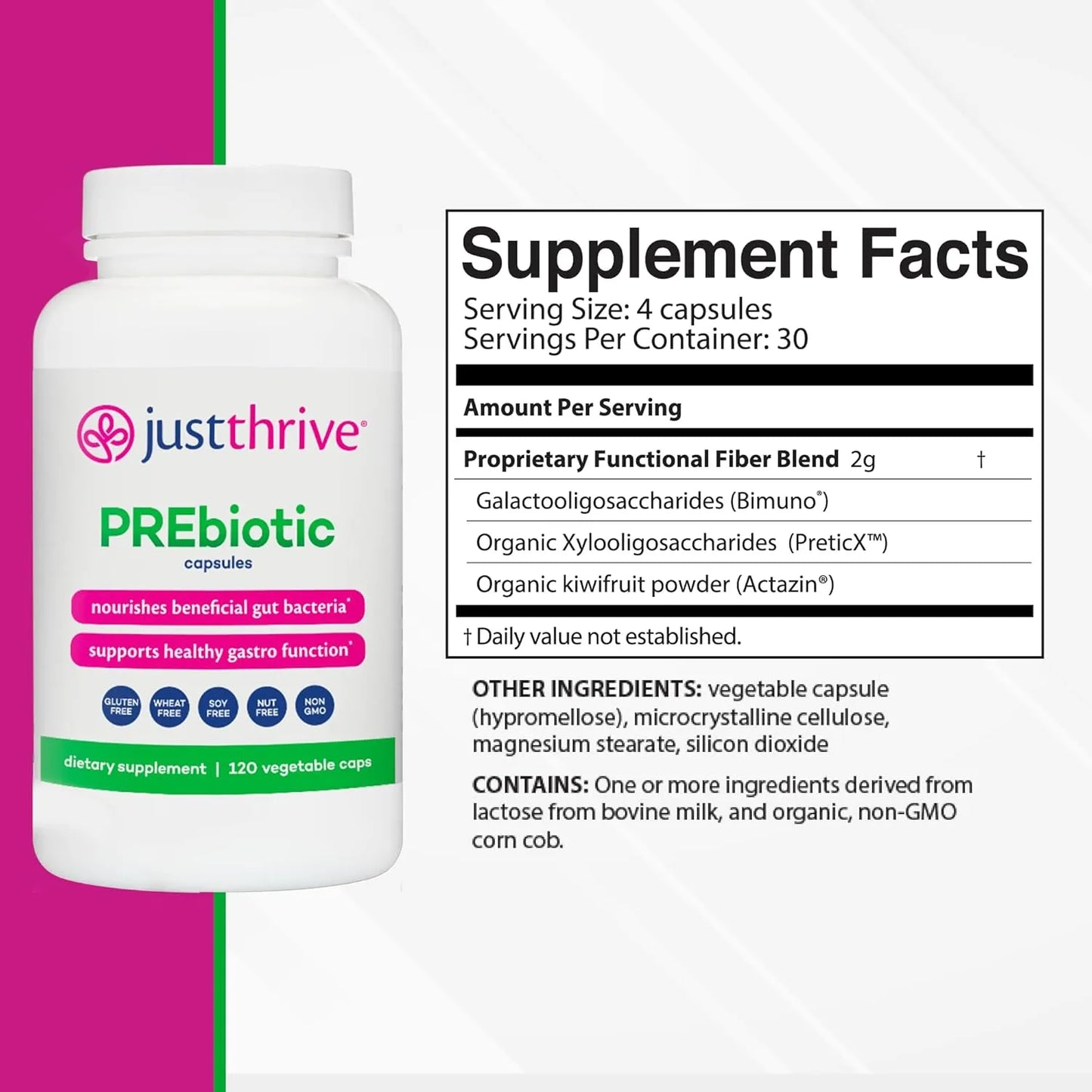 Capsulas Prebioticas Apoyo Gastrointestinal E Inmunologico Just Thrive 120 Caps