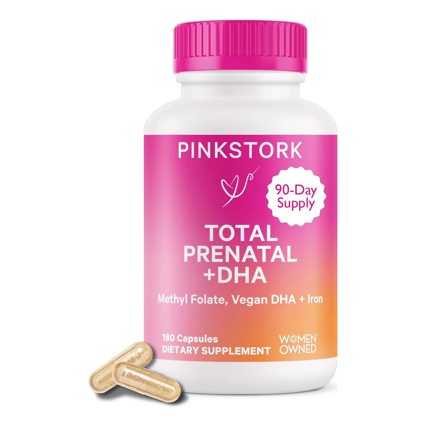 Pink Stork Total Prenatal DHA 180 Caps Soporte Nutricional Para Embarazo
