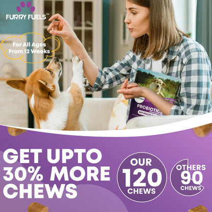 Masticables Probióticos Para Perros Salud Digestiva 120 Unid Sabor Pollo