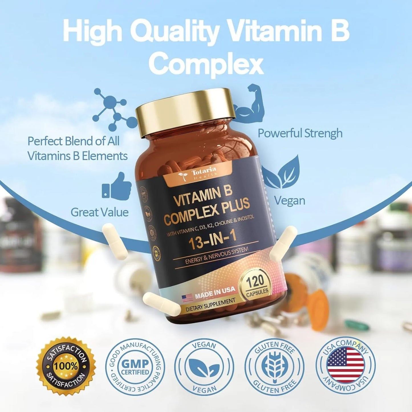 Complejo Vitamina B Totaria Bienestar Diario 120 Cápsulas - Imagen 3