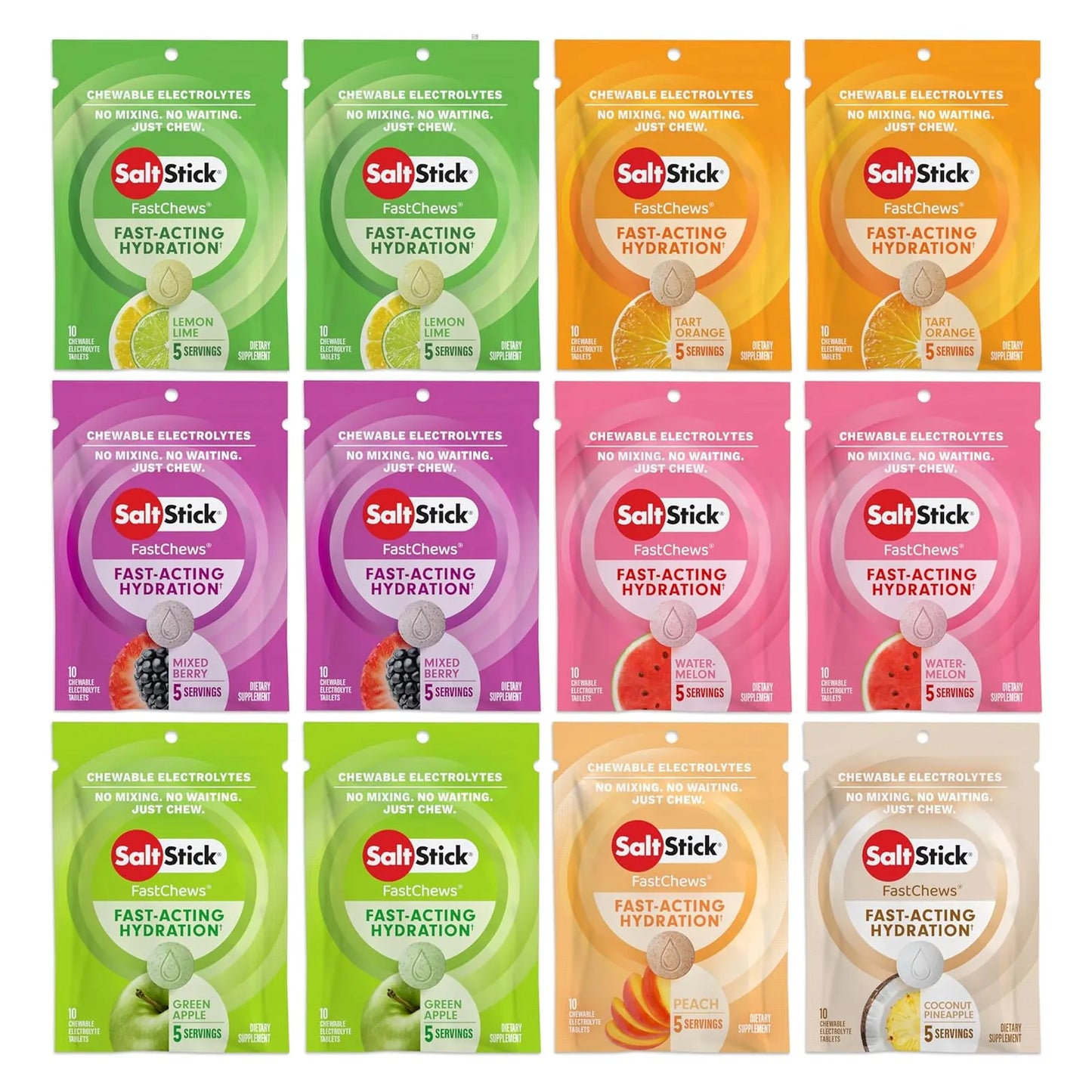 Tabletas Masticables Electrolitos SaltStick 120 Unidades Hidratacion Rapida Sabores Variados