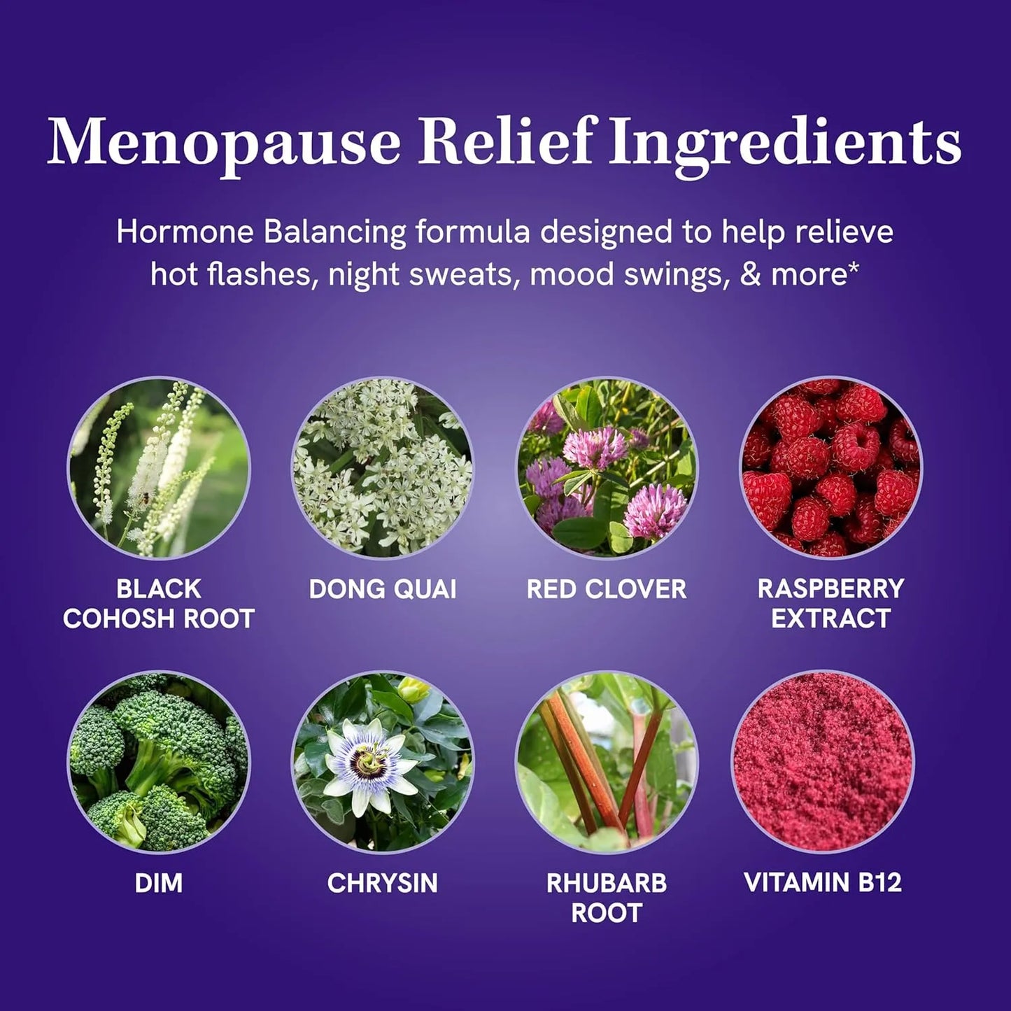 Suplemento Menopausia Cohosh Negro DIM Trebol Rojo Alivia Sofocos Sudores Nocturnos