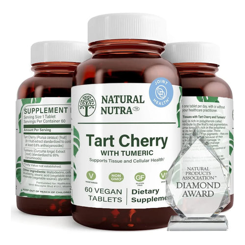 Extracto De Cereza Agria Y Curcumina 60 Tabletas Salud Articular Vegano Sin Gluten