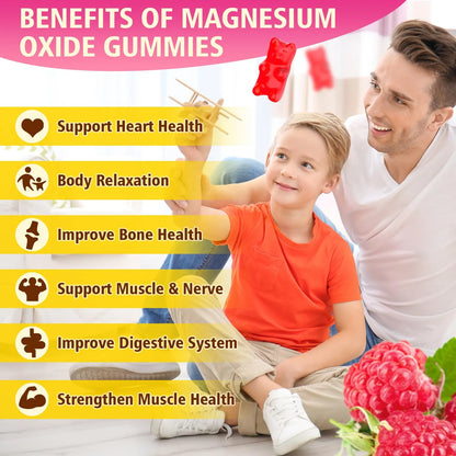Gomitas Masticables De Óxido De Magnesio 400 Mg Sabor Frambuesa Vegano 60 Unidades