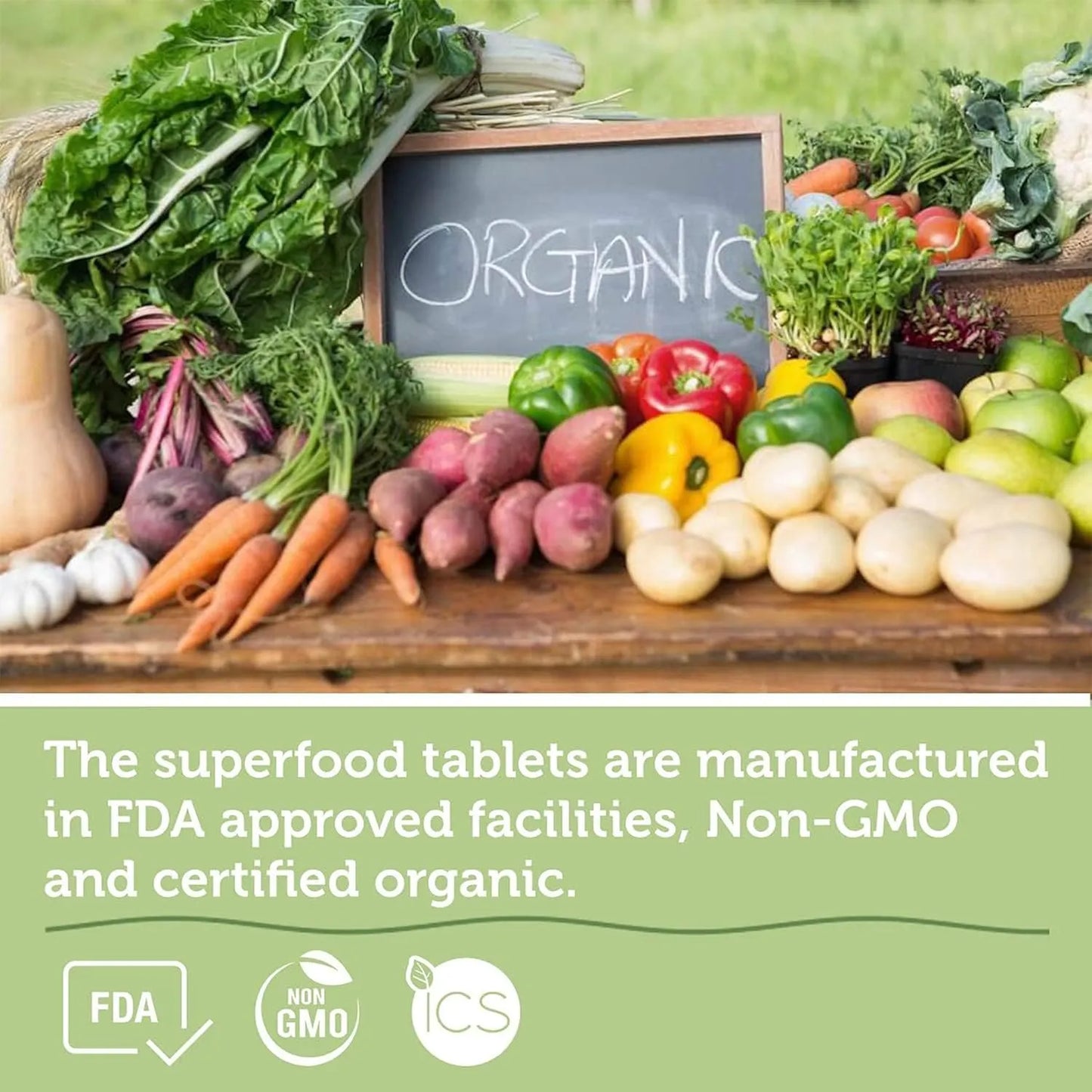 Verde Orgánico Superfood Complejo Frutas Verduras 14 Variedades Suplemento Dietético