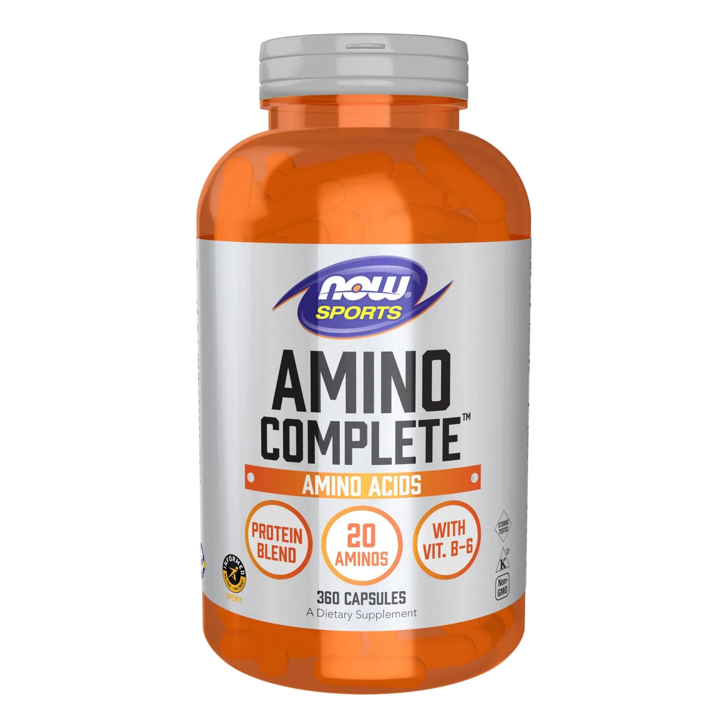 NOW Sports Nutrition Amino Complete Mezcla De Proteínas Con 21 Aminos Y B6 360 Cápsulas Vegetales