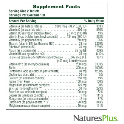 Multivitaminico Masculino Natures Plus Source Of Life 60 Tabletas Energia Natural