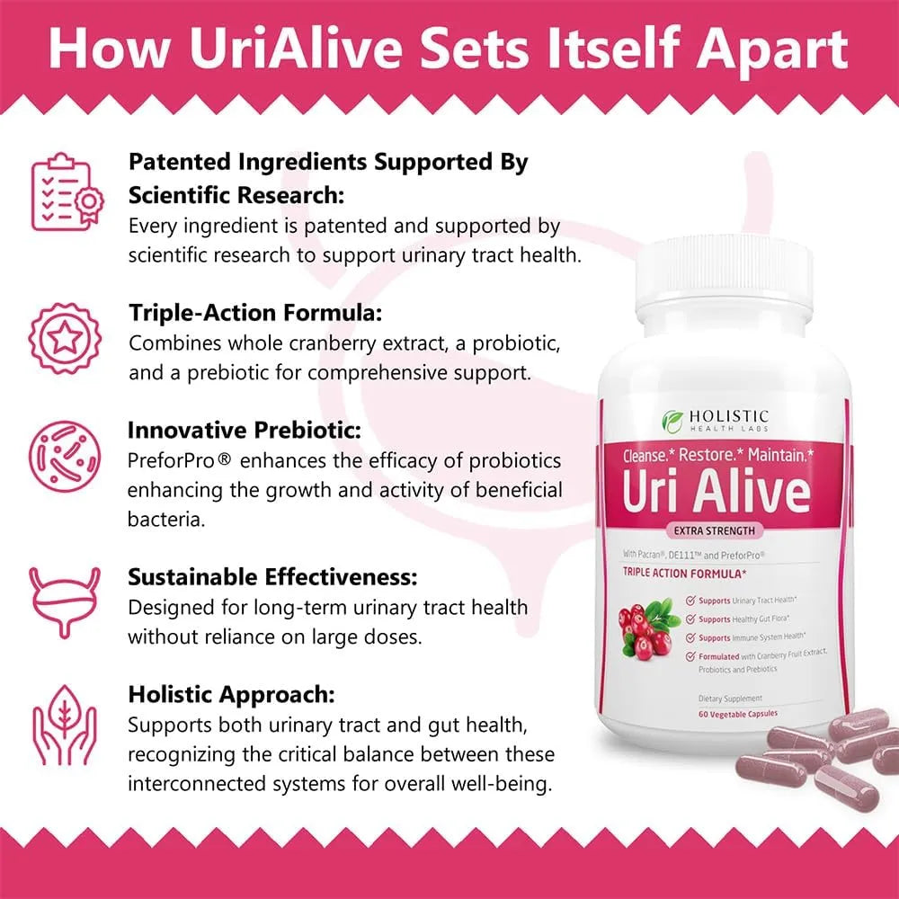 Uri Alive Suplemento Apoyo Urinario Extra Fuerte Tracto Vejiga Flora 120 Caps