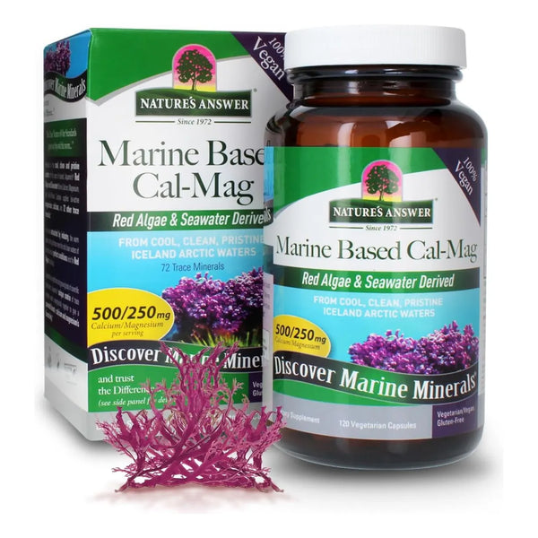 Magnesio Y Calcio Marino 500 Mg Algas Rojas Agua De Mar 120 Cápsulas Veganas