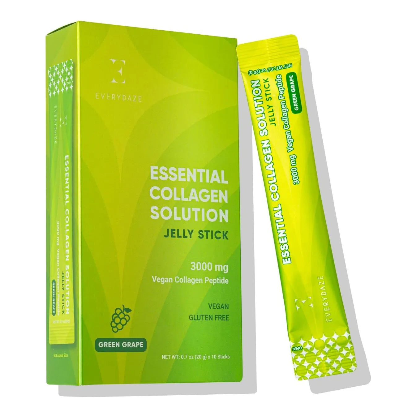 Gel De Colágeno Esencial En Polvo Sabor Uva Verde 10 Paquetes Cabello Piel Uñas