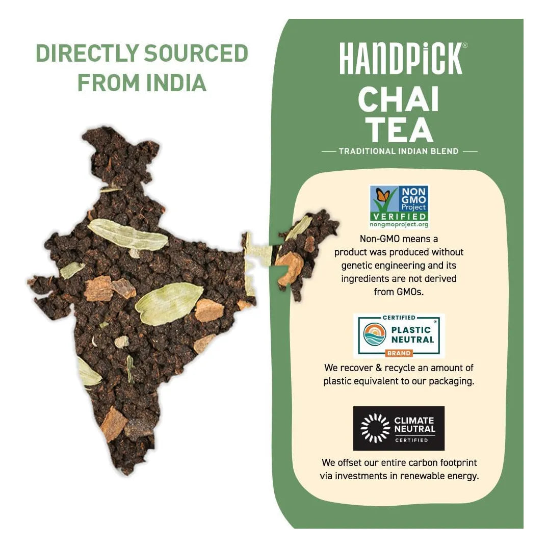 Handpick Masala Chai Bolsas De Té 100 Unidades Especias Aromáticas Importado
