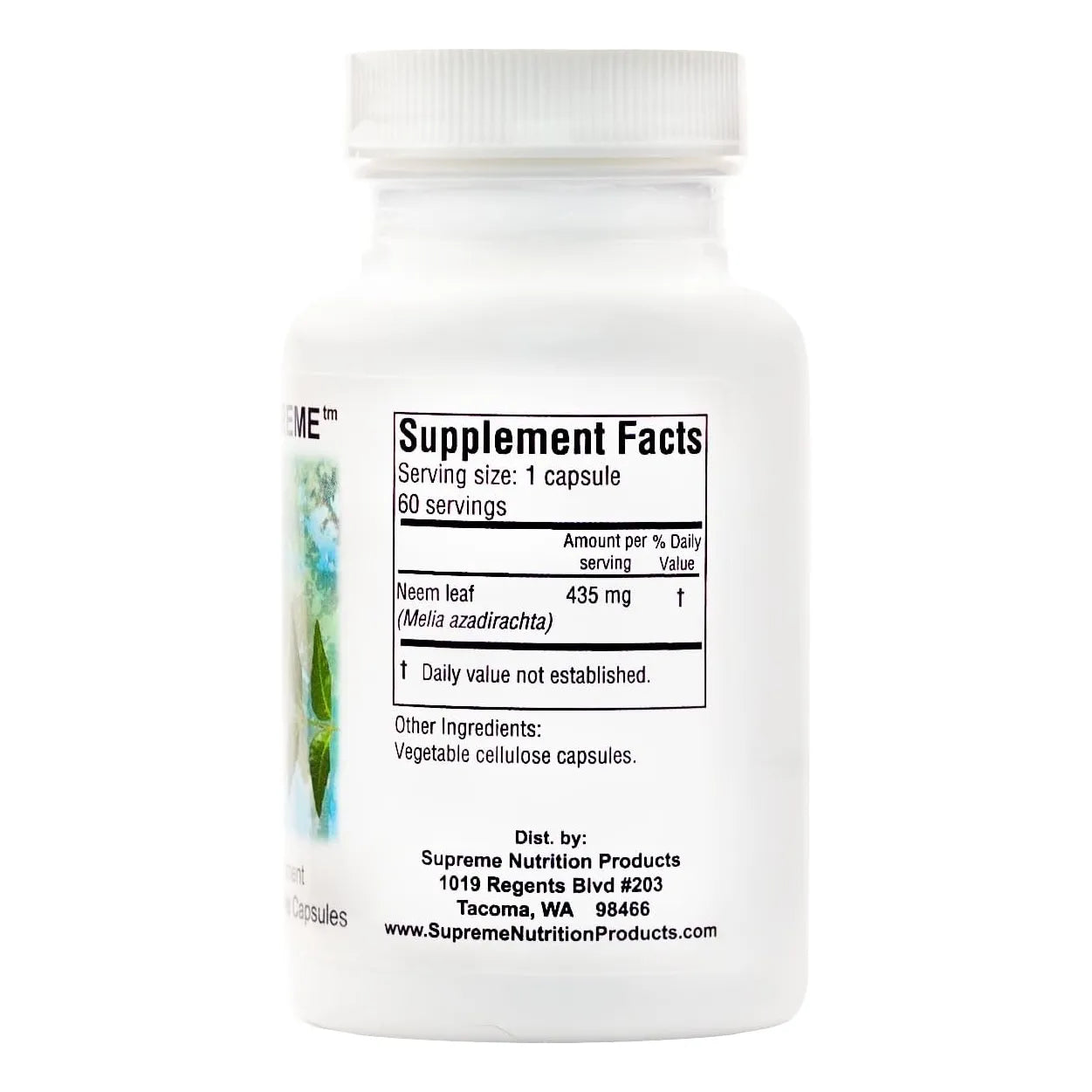 Melia Supreme 60 Capsulas Hoja De Neem Polvo Puro Supreme Nutrition
