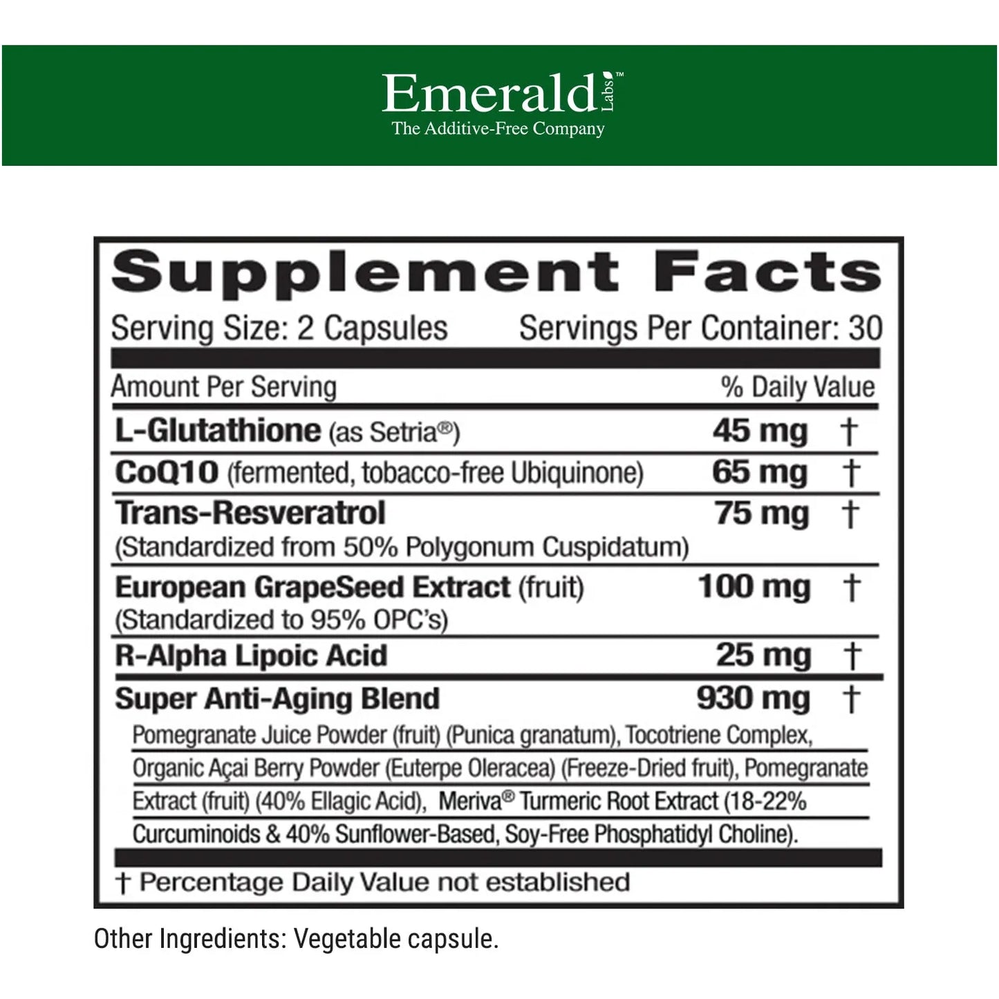 Complejo Celular Antienvejecimiento Con L Glutation Resveratrol Y Coq10 60 Capsulas