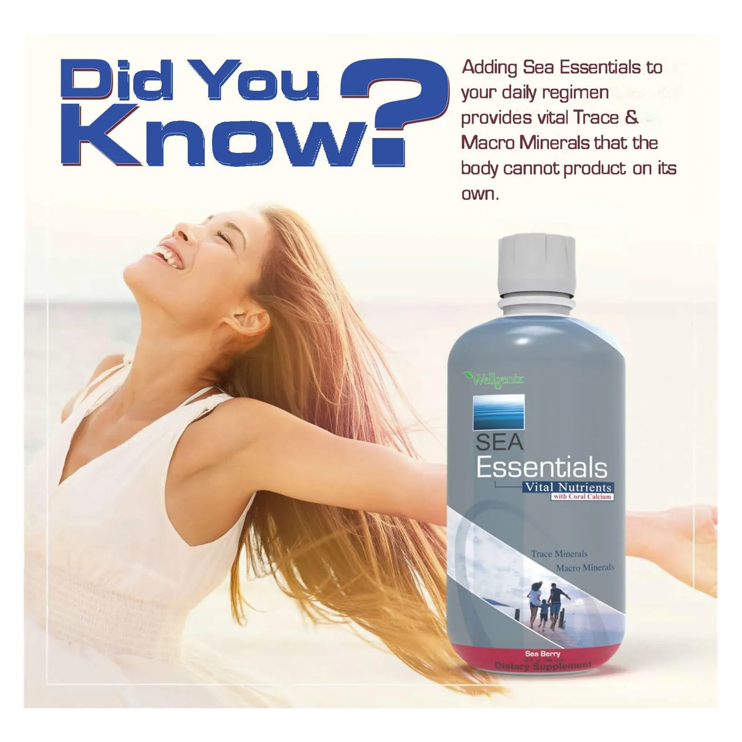 Vitamina Liquida De Calcio Coral Alta Absorción Multivitaminico Sabor Bayas De Mar 32 Oz