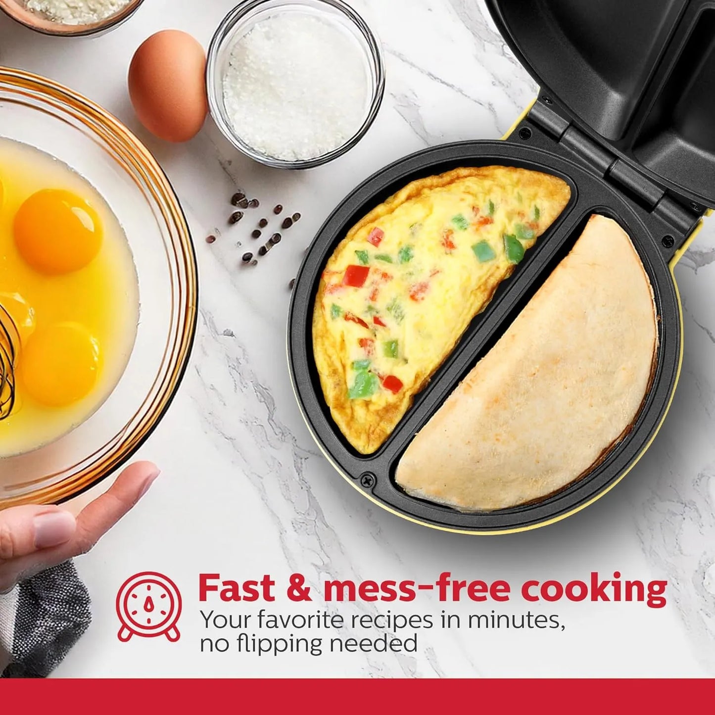 Máquina Antiadherente Para Hacer Tortillas Y Frittatas Holstein Housewares Negra Acero Inoxidable