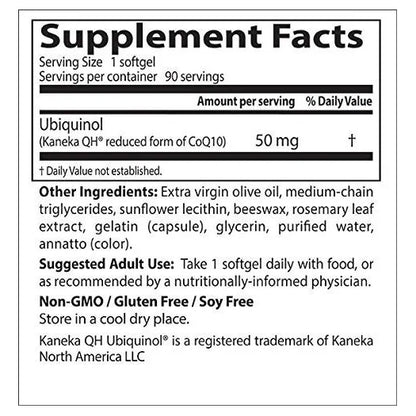 Ubiquinol Kaneka QH 50 Mg 90 Capsulas Antioxidante Salud Cardiovascular
