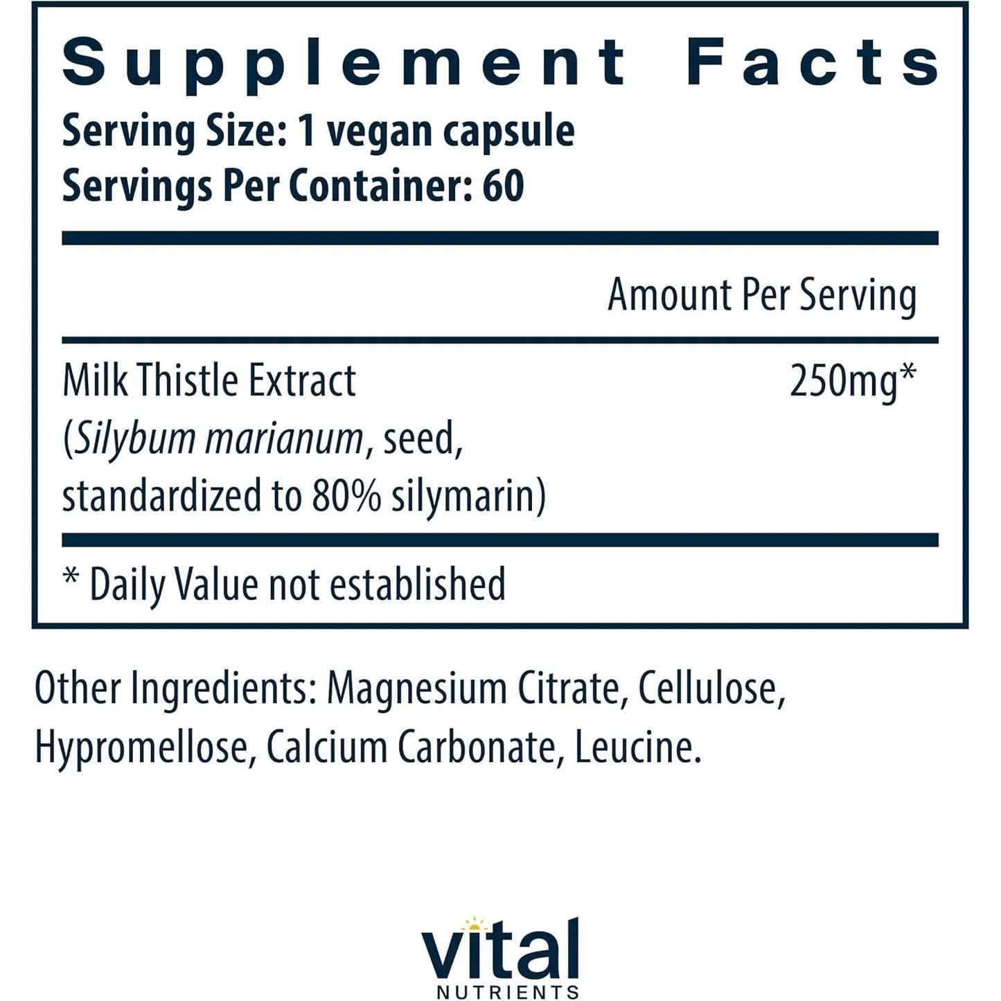 Extracto De Cardo Mariano 250 Mg Suplemento Hepático Vegano 60 Cápsulas