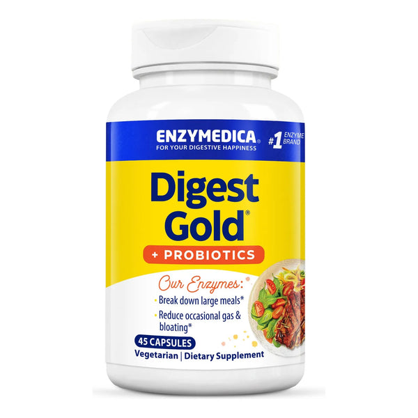 Digest Gold + Probiotics Enzimas Digestivas y Probióticos para Salud Intestinal 45 Cápsulas