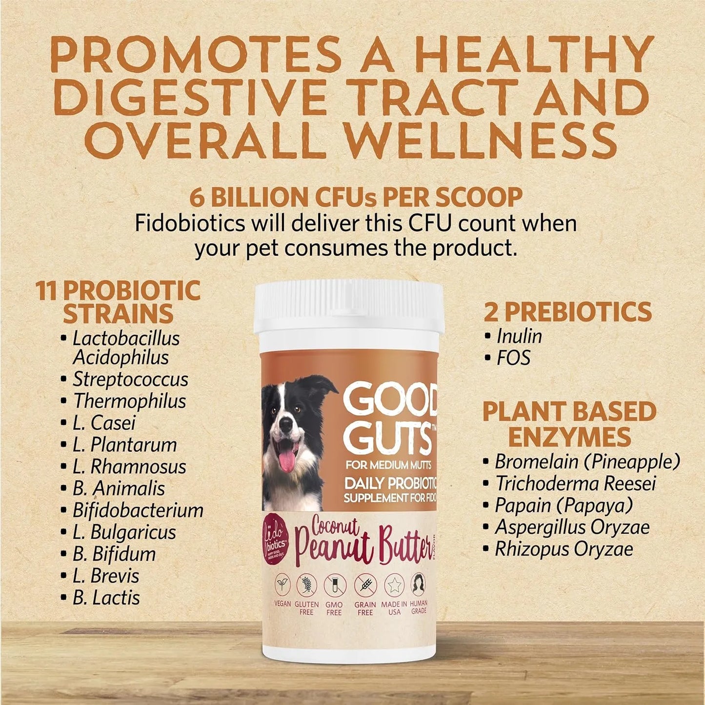 Probiótico Intestinal Para Perros Medianos 6 Mil Millones Uf Fidobiotics Good Guts Suplemento Digestivo