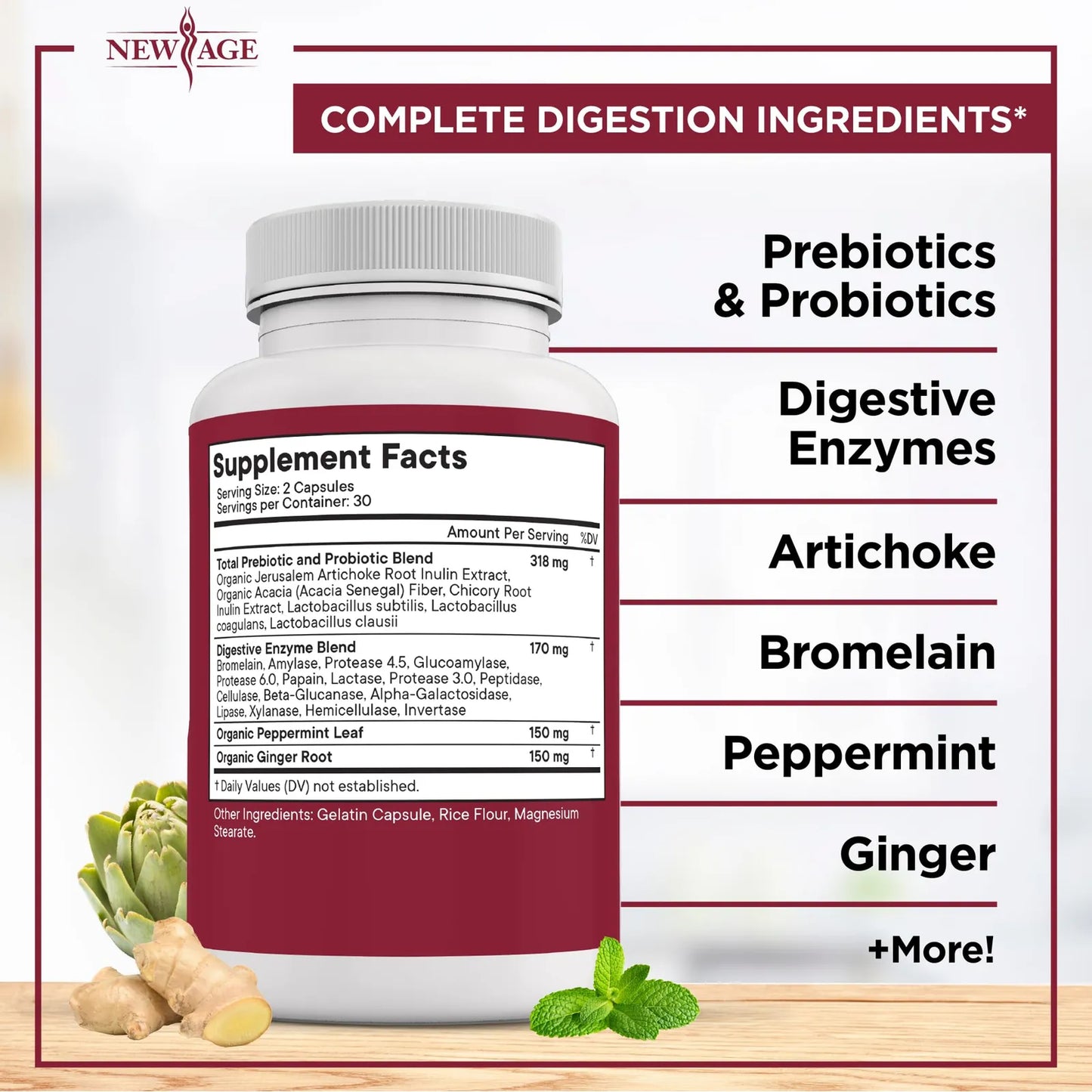 Enzimas Digestivas Con Probióticos Y Lipasa Para Intestino Sano 120 Caps