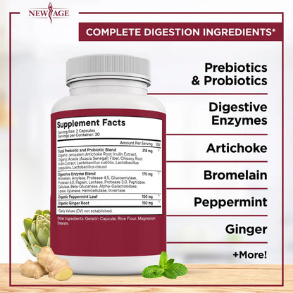 Enzimas Digestivas Con Probióticos Y Lipasa Para Intestino Sano 120 Caps