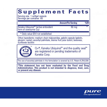Ubiquinol QH 50 Mg Capsulas Blandas Antioxidante Energía Celular Y Cardiovascular