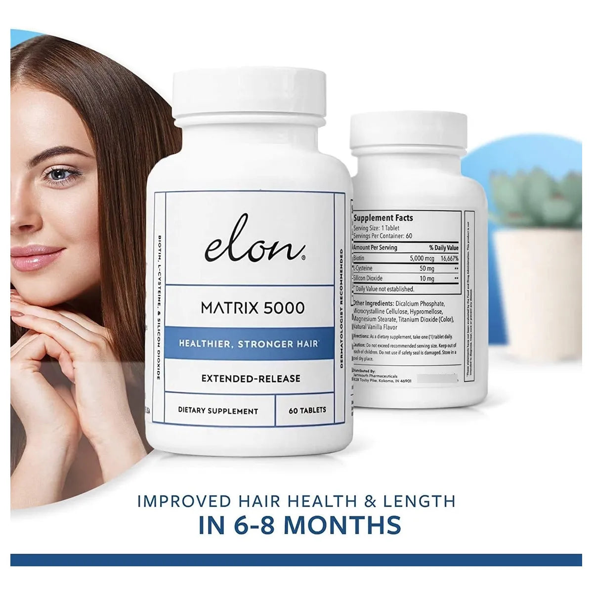 Vitaminas Biotina 5000 Mcg Crecimiento Cabello Liberación Prolongada Elon Matrix