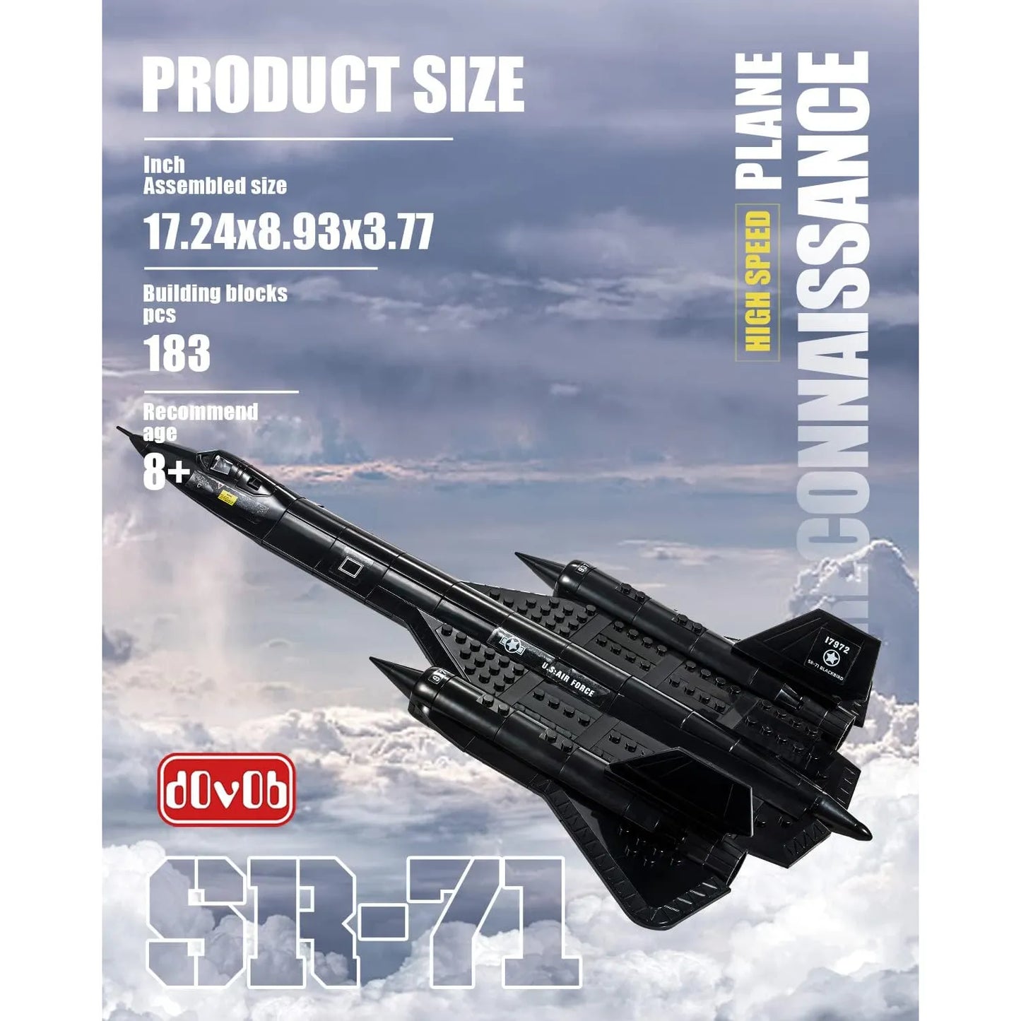 Juego De Bloques De Construcción SR-71 Blackbird 183 Piezas Avión Militar