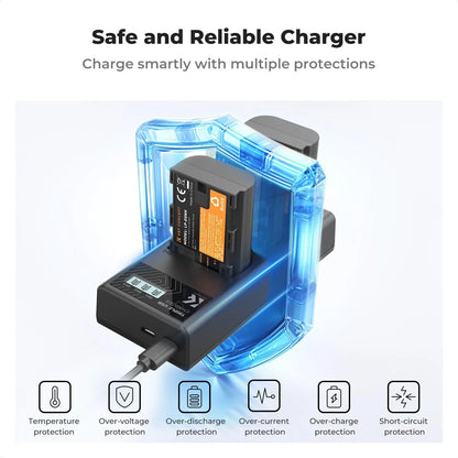 Cargador Triple LP E6NH Con Pantalla LCD Para Canon EOS R5 R6 R7 5D 6D 7D Carga Rapida Y Segura