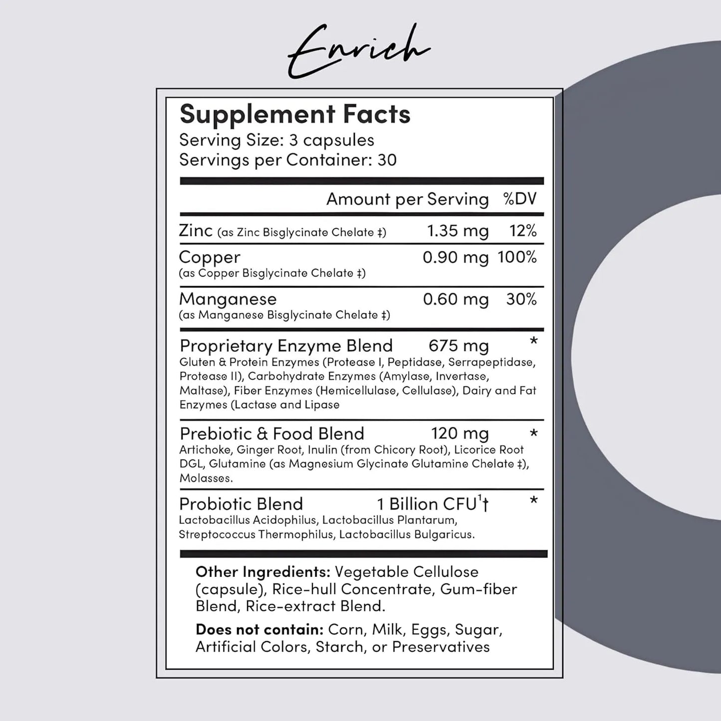 Mezcla De Enzimas Digestivas Con Probióticos 90 Cápsulas Digestión Óptima