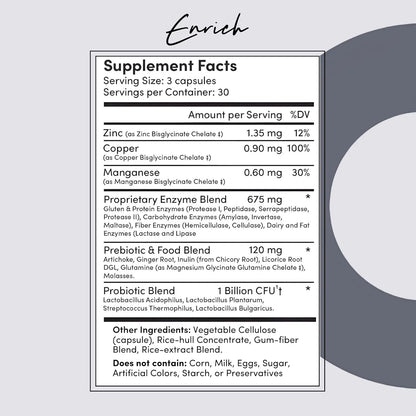 Mezcla De Enzimas Digestivas Con Probióticos 90 Cápsulas Digestión Óptima