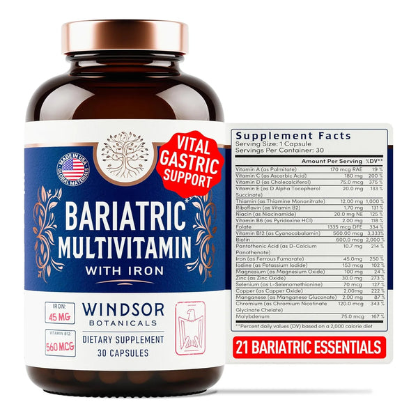 Multivitaminas Bariatricas Con Hierro 45 Mg Facil Absorcion Post Cirugia 30 Capsulas