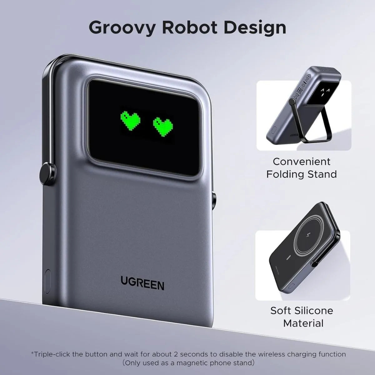 Ugreen Cargador Inalámbrico 5000mah Con Soporte Y Display - Imagen 7