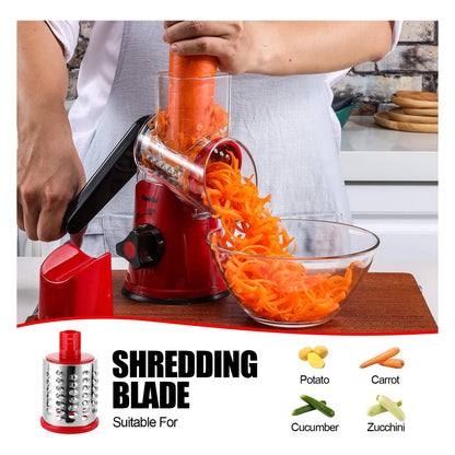 Rallador Giratorio Geedel 2 Cuchillas Facil Limpieza Frutas Verduras Queso
