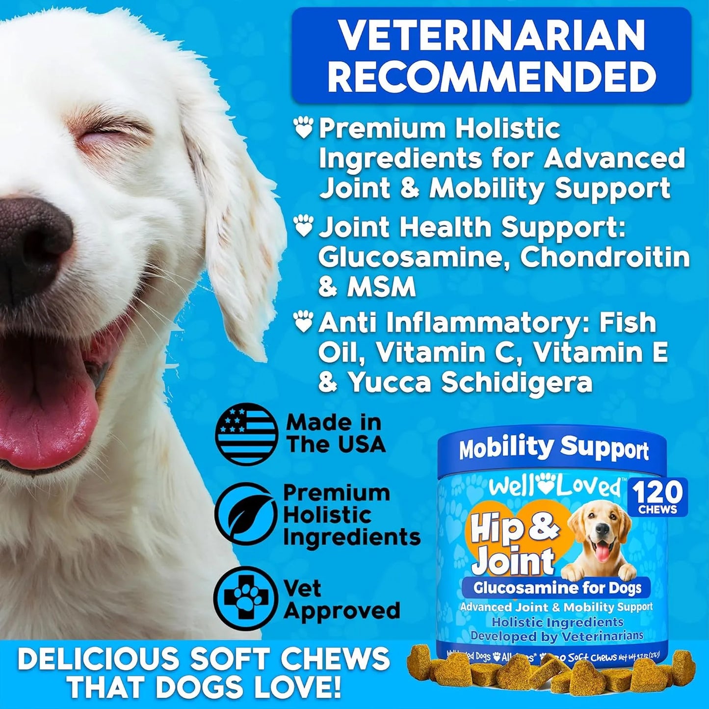 Glucosamina Articular Para Perros 300 Mg Suplemento Veterinario USA