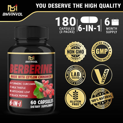 Berberina Con Canela De Ceilan 3 Paquetes 4700 Mg Capsulas 6 Meses Suministro