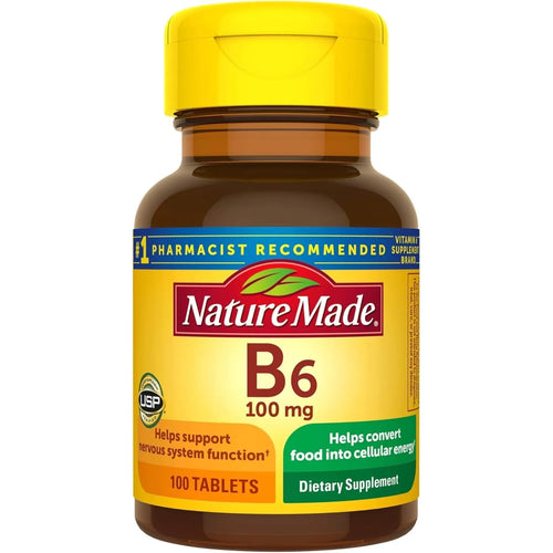 Vitamina B6 100 Mg Nature Made 100 Comprimidos Paquete De 4 Energía Y Bienestar