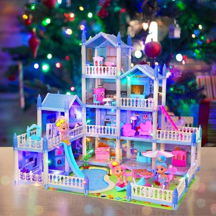 Casa De Muñecas De 4 Pisos Con 11 Habitaciones Y Accesorios - Imagen 5