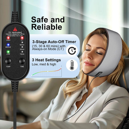 Envoltura Termica Facial USB Alivio Mandibula TMJ 3 Niveles Calor