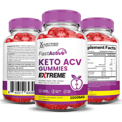 Gomitas Fast Active Keto ACV Extreme 2000 Mg Con Jugo De Granada Y Vitamina B12