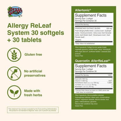 Sistema Allergy ReLeaf Suplemento Natural Para Alergias Estacionales 30 Capsulas